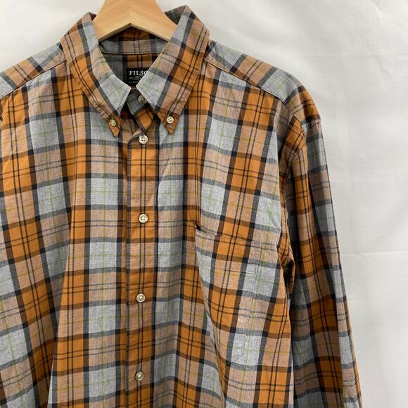 Filson orange plaid button down top - Picture 1 of 5